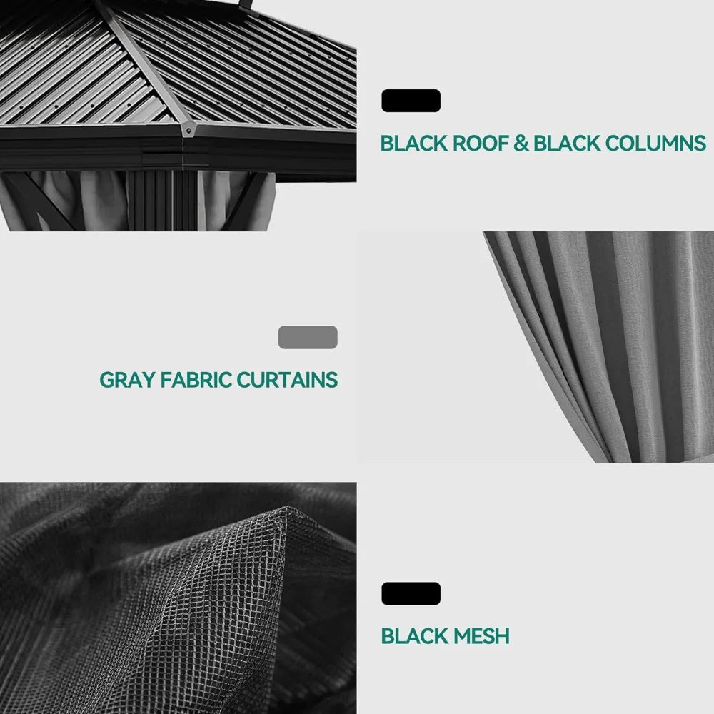 Hardtop Gazebo with Nettings and Curtains.