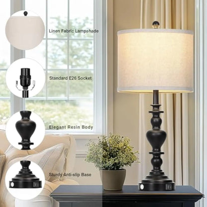 27in Farmhouse Vintage Lamps Set of 2