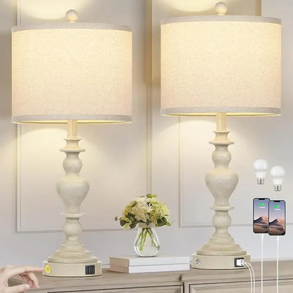 27in Farmhouse Vintage Lamps Set of 2