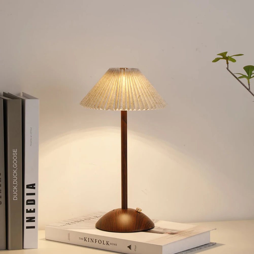 Portable LED small Desk Lamp Wood Base