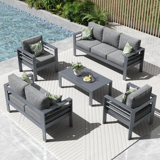 5 Pieces Modern Aluminum Patio Set.