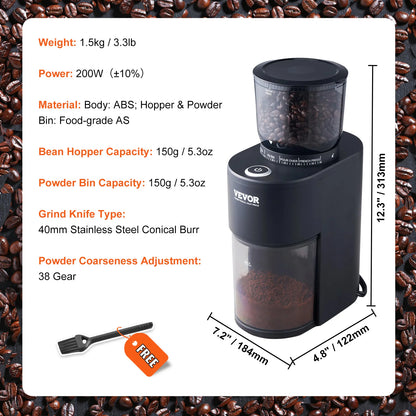 Electric coffee bean grinder