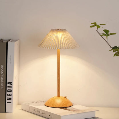 Portable LED small Desk Lamp Wood Base