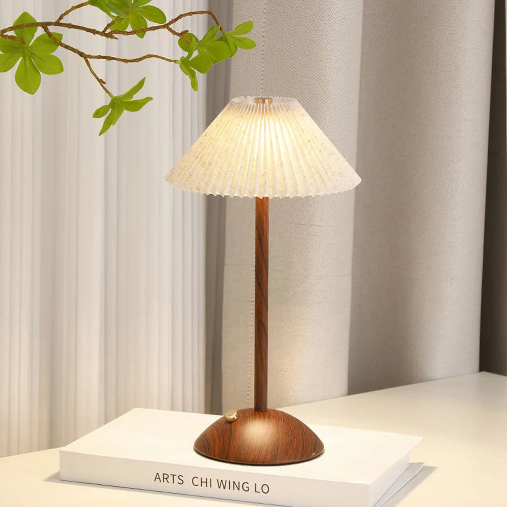Portable LED small Desk Lamp Wood Base