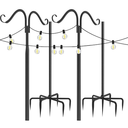 2 Pack Outdoor String Light Poles Multi-purpose hangers