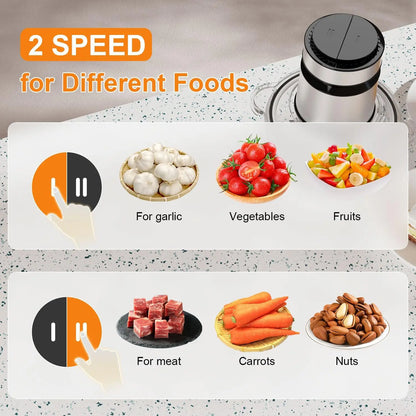 2 Speeds  500W Electric Food Processor