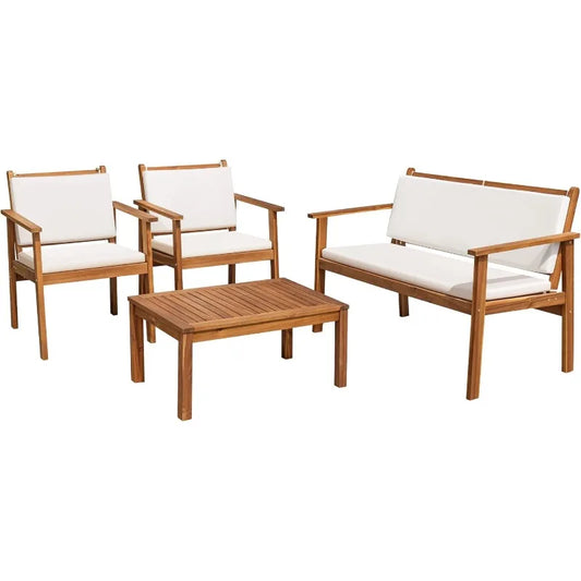 4-piece outdoor acacia wood patio set