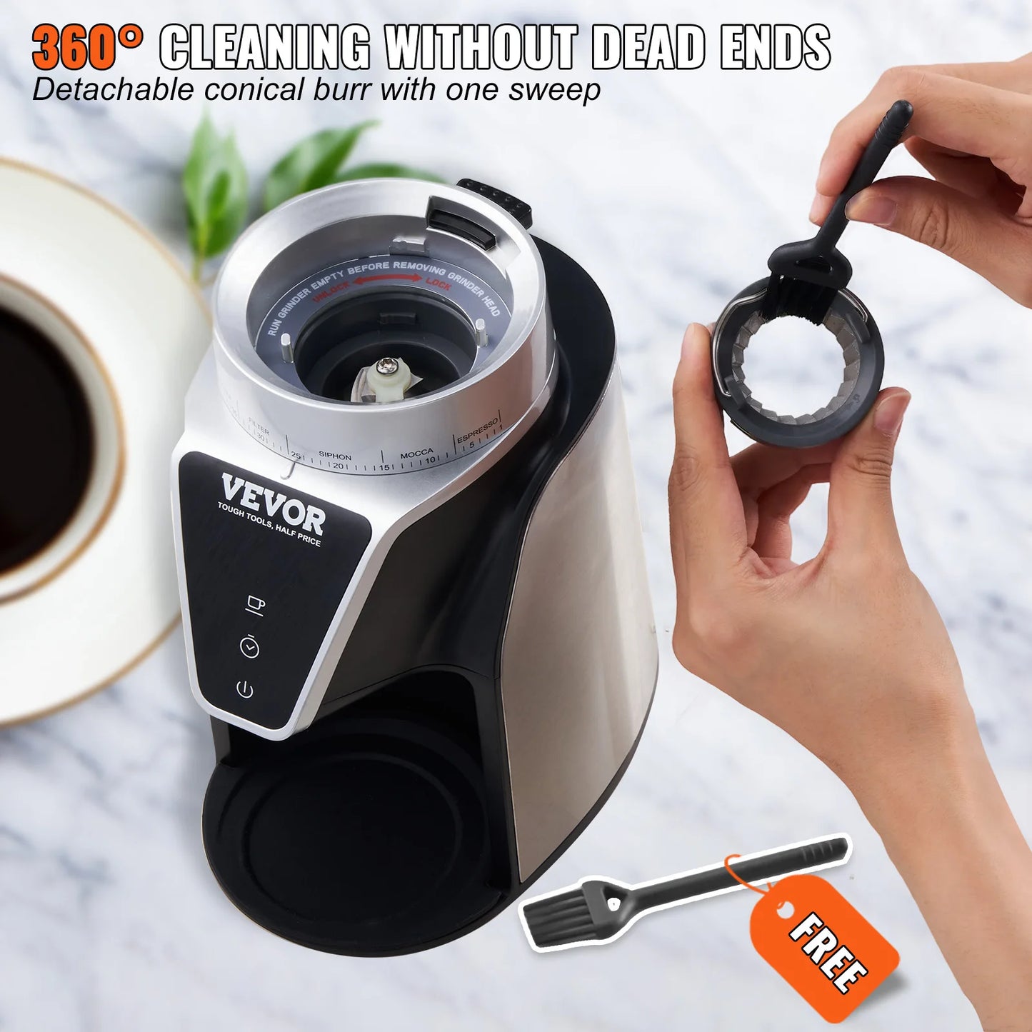 Electric coffee bean grinder