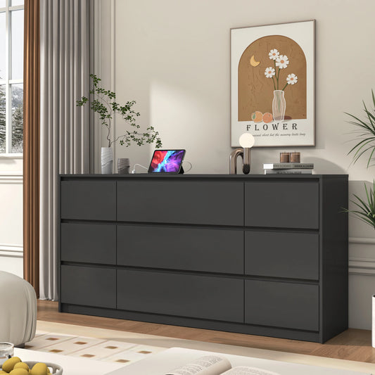 9 Drawer Dresser for Bedroom 63 inches long