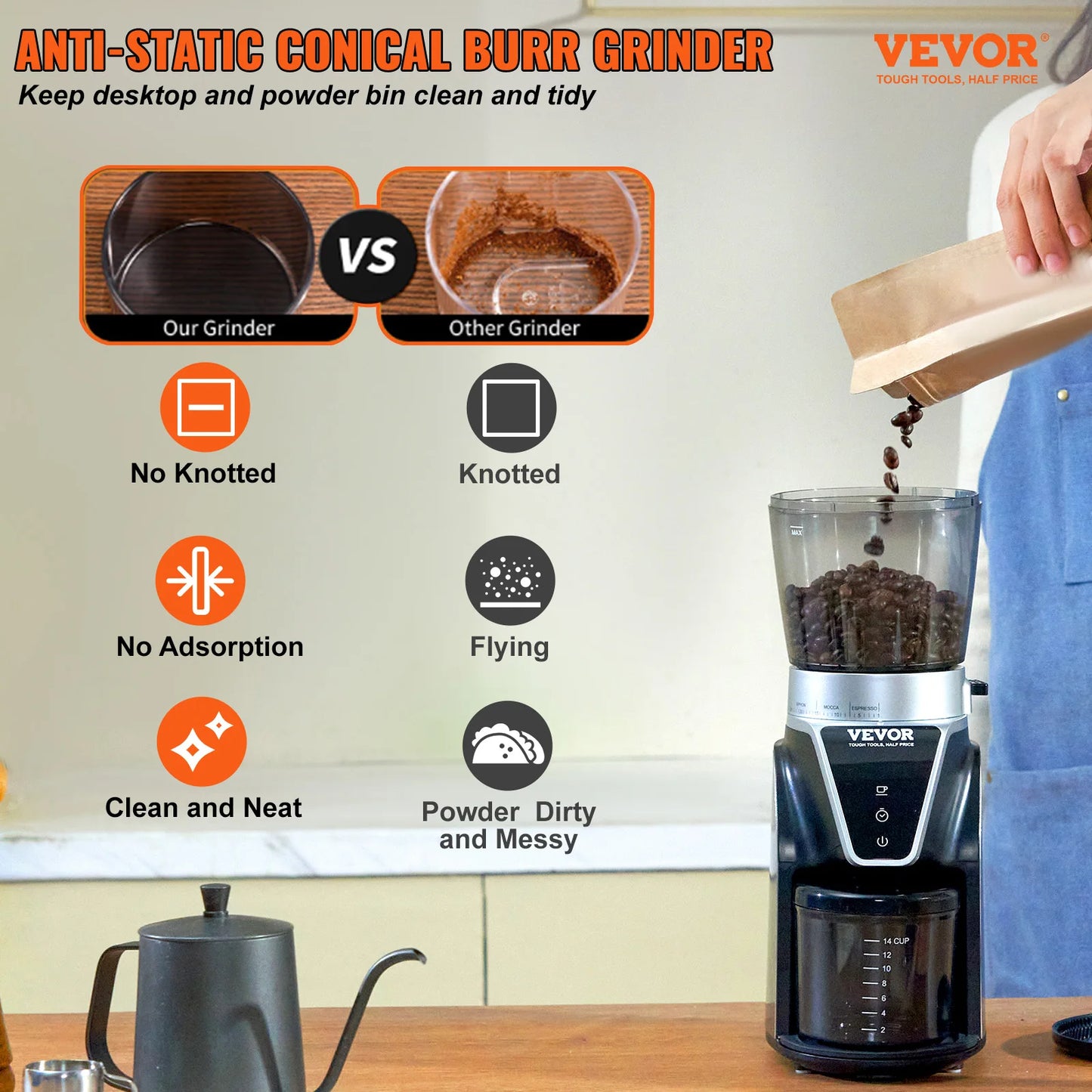 Electric coffee bean grinder
