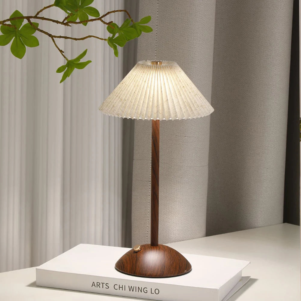Portable LED small Desk Lamp Wood Base