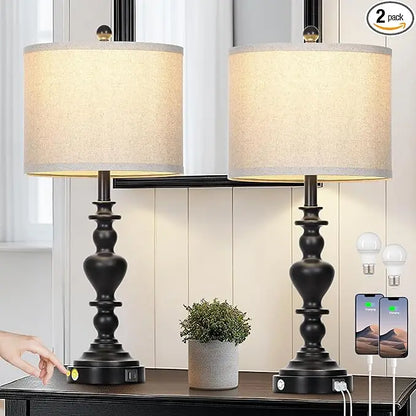 27in Farmhouse Vintage Lamps Set of 2