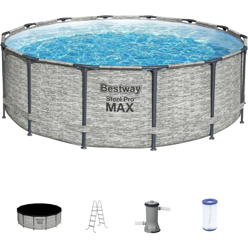 Round Metal Frame above Ground Outdoor Swimming Pool Set