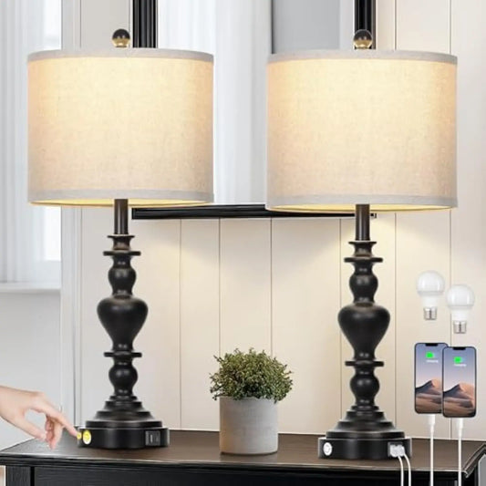 27in Farmhouse Vintage Lamps Set of 2