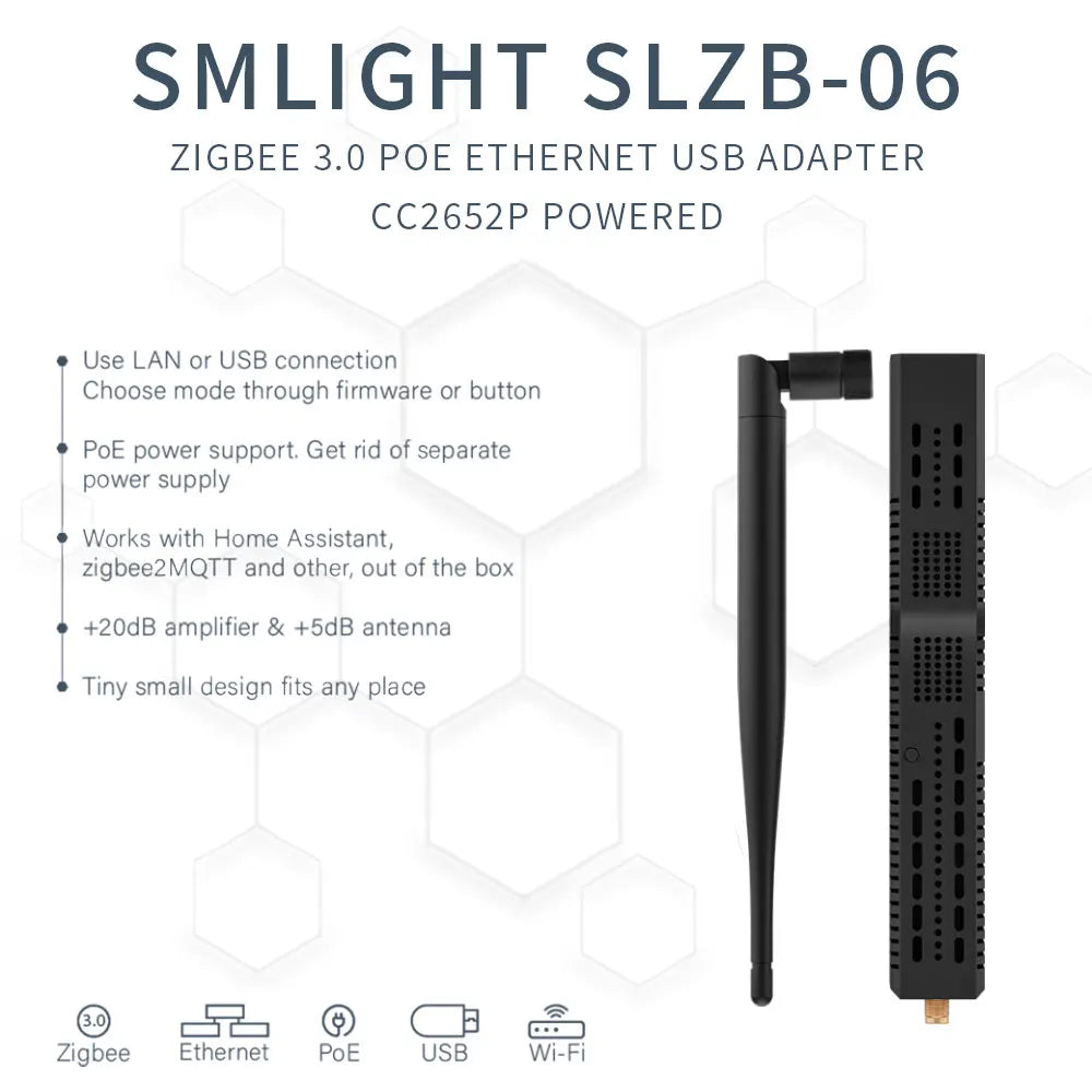 SMLIGHT SLZB-06/M/P7 Zigbee 3.0 to Ethernet,USB,and WiFi gateway